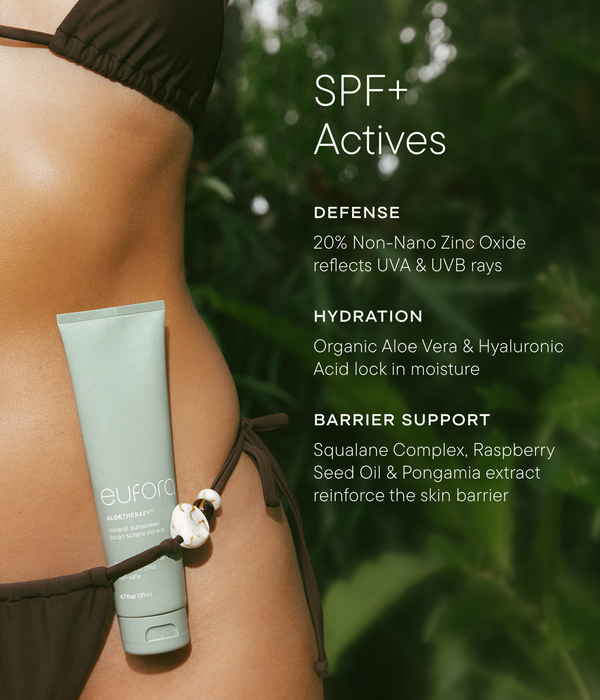 Eufora Aloetherapy SPF 30 Mineral Sunscreen benefits: UV protection, hydration and skin barrier support