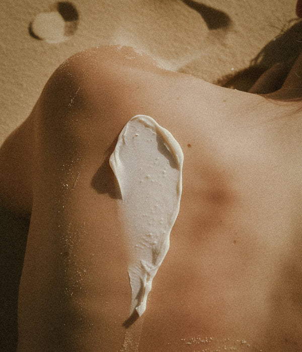 Eufora Aloetherapy Mineral Sunscreen cream applied to a shoulder