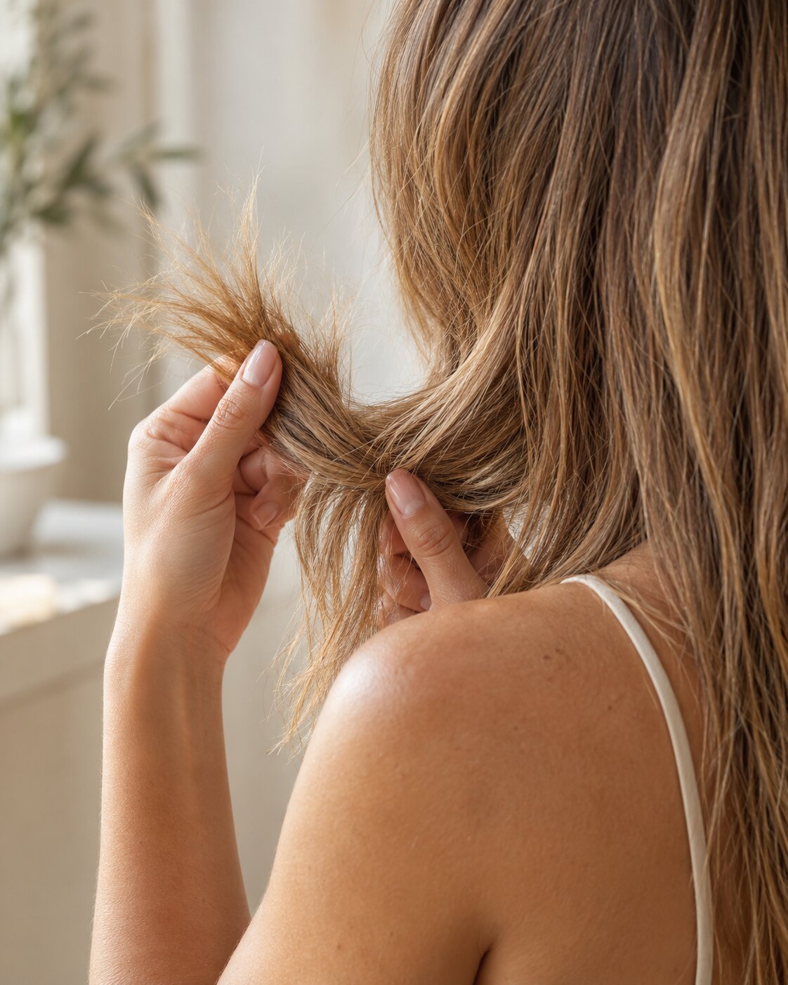 Dry, damaged hair with split ends